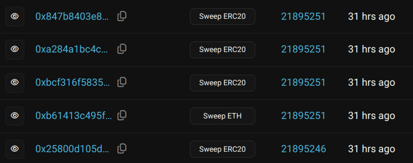 Bybit cold wallet being drained